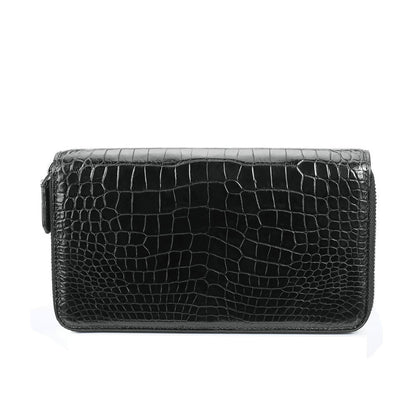 Siamese Crocodile Skin Long Wallet Men's Large Capacity Zipper Genuine Leather Wallet Business Casual Handbag 