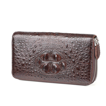 Taiwanese Crocodile Skin Genuine Leather Long Wallet Double Zipper Business Casual Large Capacity Handbag Wallet 