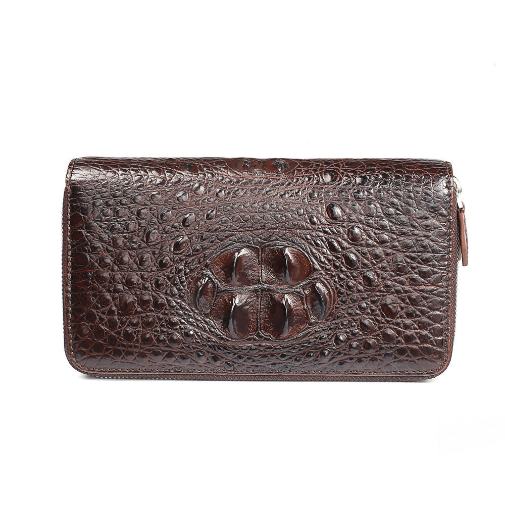 Taiwanese Crocodile Skin Genuine Leather Long Wallet Double Zipper Business Casual Large Capacity Handbag Wallet 