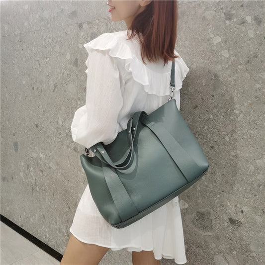 Women's Casual Shoulder Bag Large Capacity Cowhide Women's Bag Genuine Leather Tote Bag Diagonal Shoulder Bag