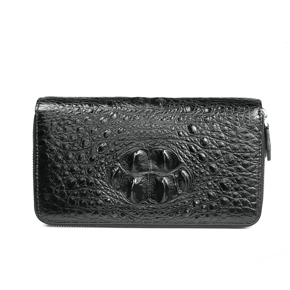 Taiwanese Crocodile Skin Genuine Leather Long Wallet Double Zipper Business Casual Large Capacity Handbag Wallet 