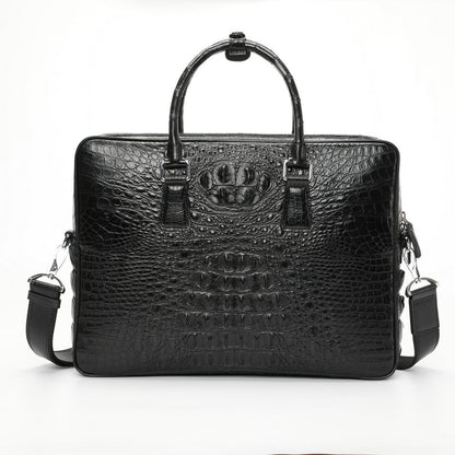 Siamese Crocodile Skin Briefcase Men's Bag Genuine Leather Shoulder Bag Crossbody Business Bag Handbag 