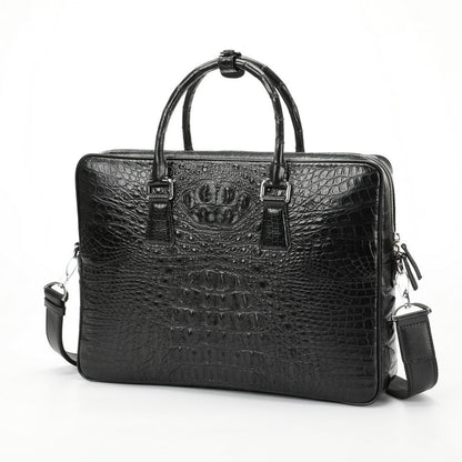 Siamese Crocodile Skin Briefcase Men's Bag Genuine Leather Shoulder Bag Crossbody Business Bag Handbag 