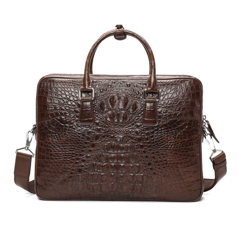 Siamese Crocodile Skin Briefcase Men's Bag Genuine Leather Shoulder Bag Crossbody Business Bag Handbag 