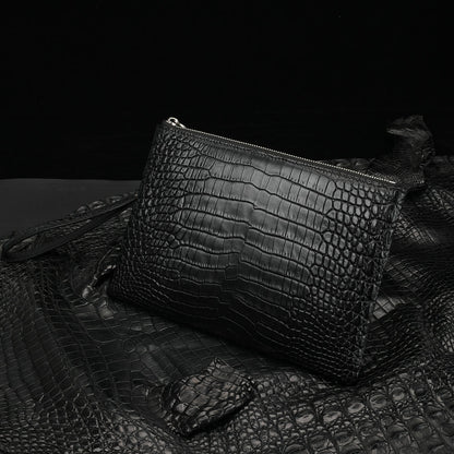 Siamese Crocodile Belly Skin Genuine Leather Men's Bag Casual Handbag Business Bag 