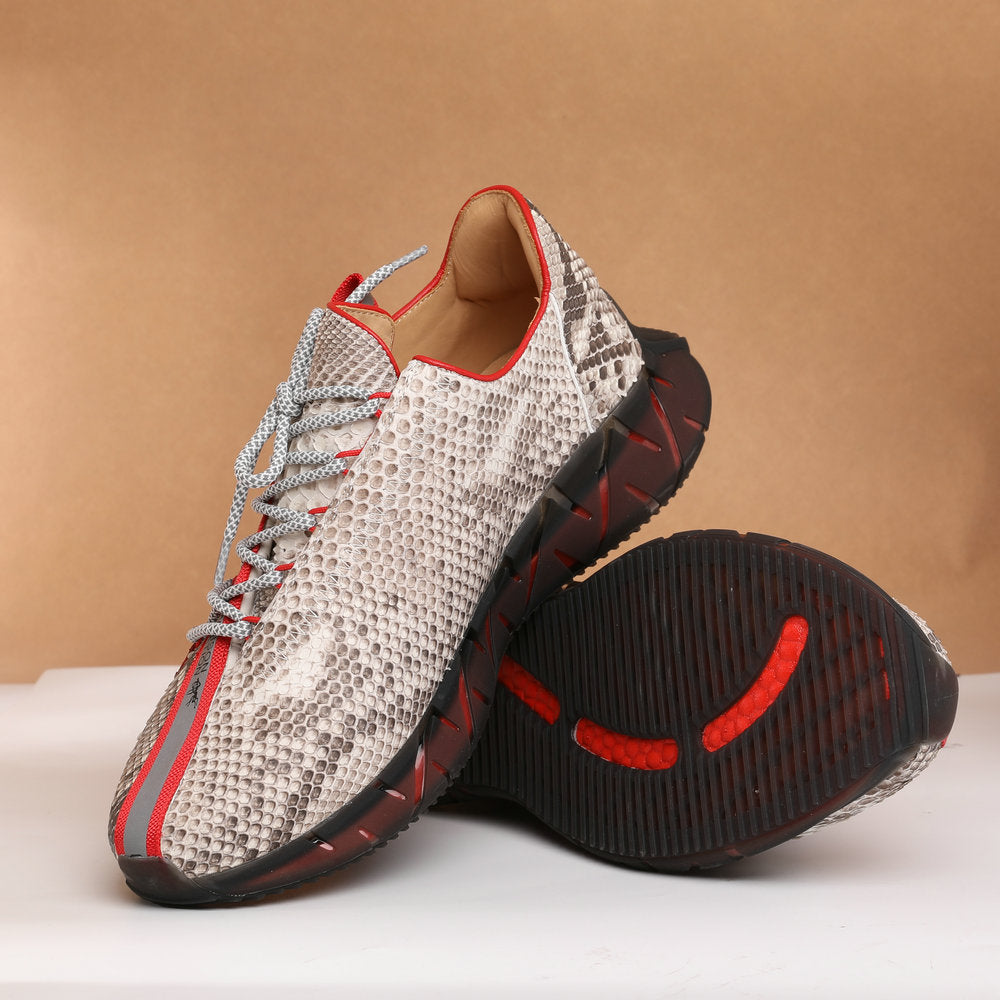 Python skin genuine leather men's sneakers sports casual shoes anti-slip men's shoes 