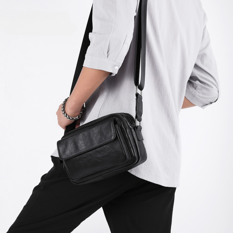 Men's Shoulder Bag Made of Cowhide Genuine Leather High Quality Business Casual Crossbody Bag 