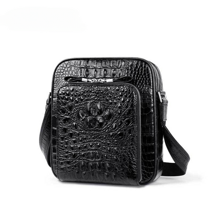 Siamese crocodile skin shoulder bag genuine leather business trip office business crossbody men's bag 