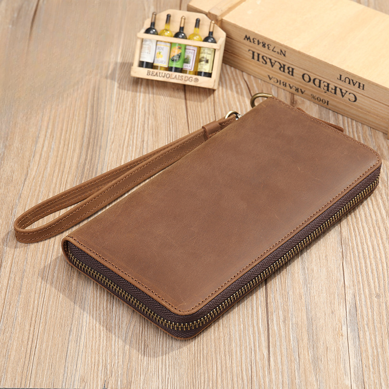 Men's Wallet Genuine Cow Leather Wallet Fashion Large Capacity Clutch Bag for Men 