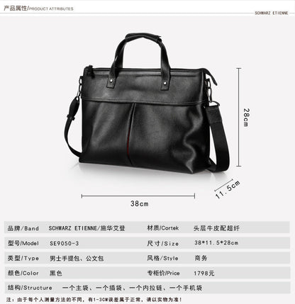 Men's Handbag Genuine Cowhide Leather High Quality Casual Computer Bag Men's Briefcase 