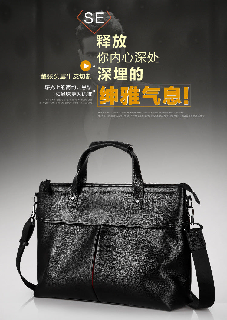 Men's Handbag Genuine Cowhide Leather High Quality Casual Computer Bag Men's Briefcase 