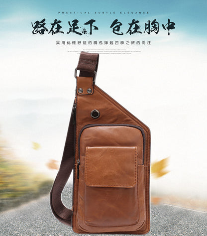 Men's bust bag fashion cowhide genuine leather men's bag 