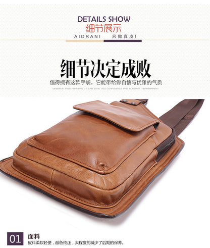 Men's bust bag fashion cowhide genuine leather men's bag 