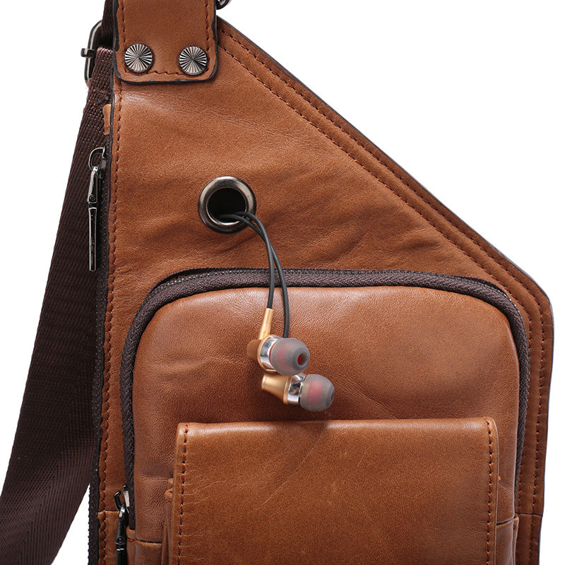 Men's bust bag fashion cowhide genuine leather men's bag 