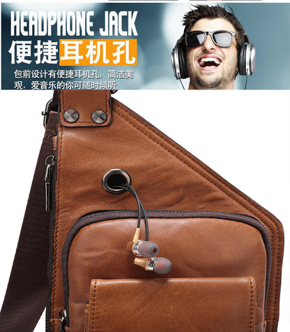 Men's bust bag fashion cowhide genuine leather men's bag 