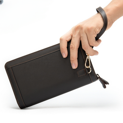 Men's long wallet genuine cowhide leather clutch bag business multifunctional zipper men's wallet 