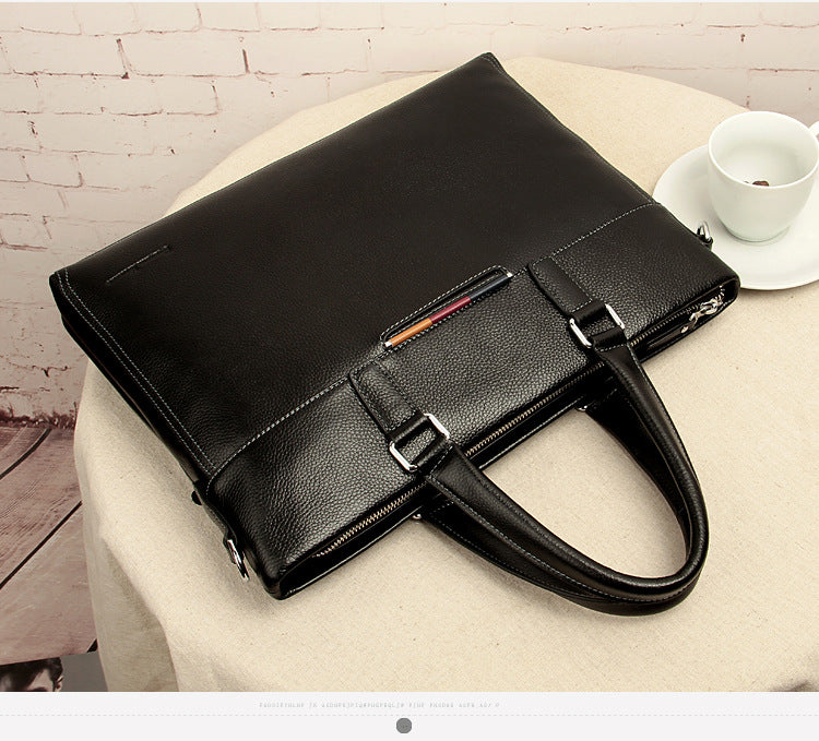 Men's handbag genuine cowhide leather computer bag men's handbag business briefcase 