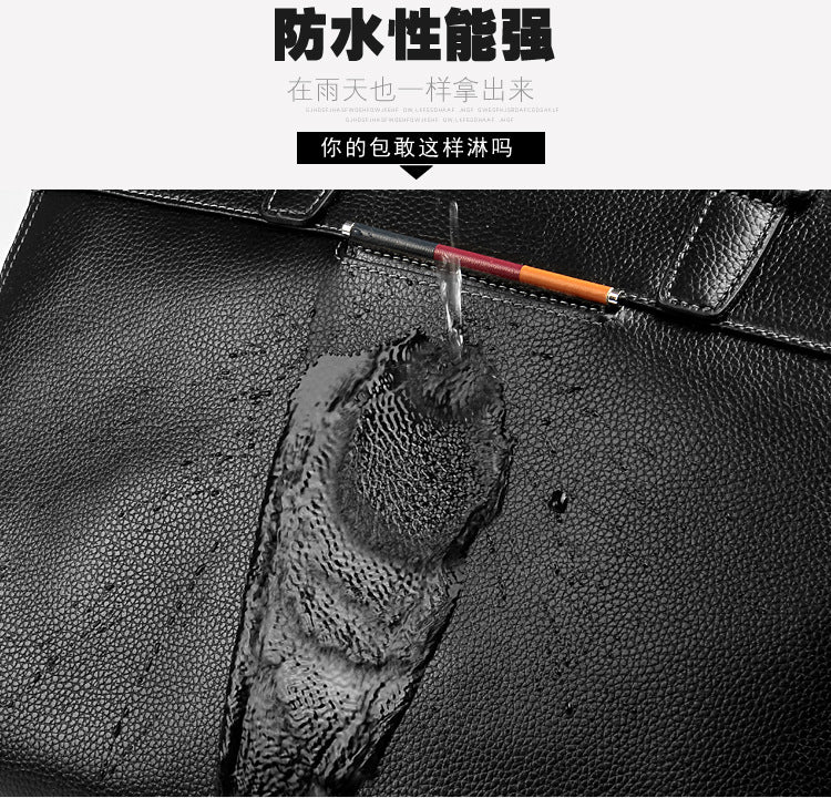 Men's handbag genuine cowhide leather computer bag men's handbag business briefcase 