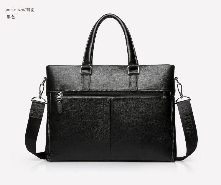 Men's handbag genuine cowhide leather computer bag men's handbag business briefcase 