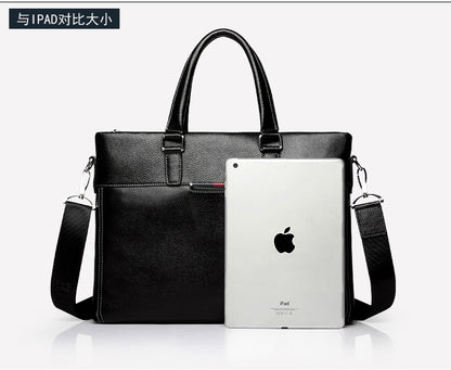 Men's handbag genuine cowhide leather computer bag men's handbag business briefcase 