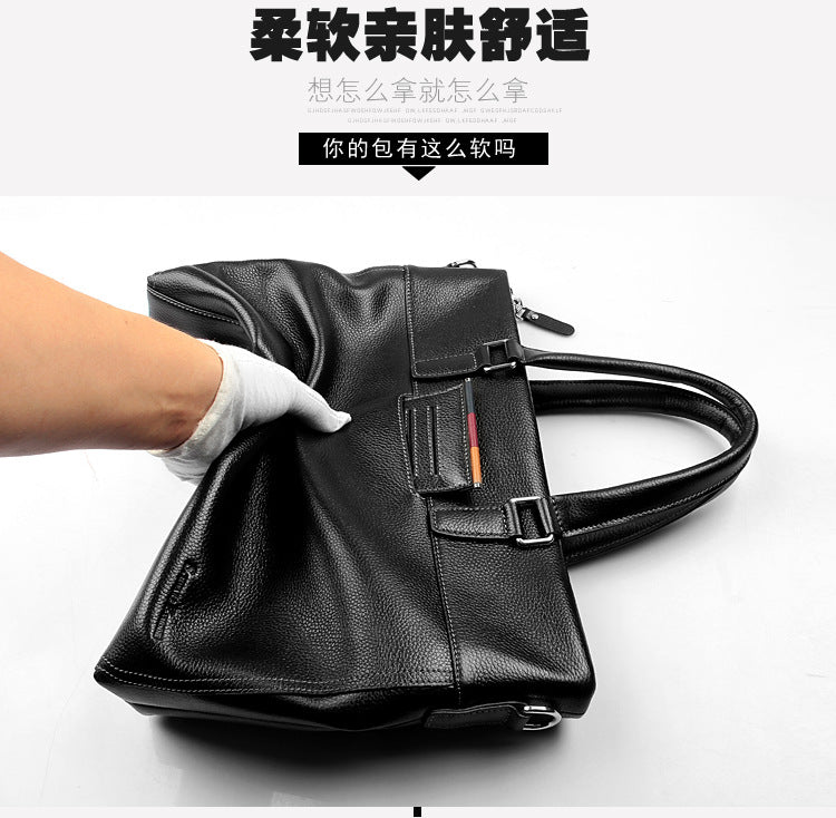 Men's handbag genuine cowhide leather computer bag men's handbag business briefcase 