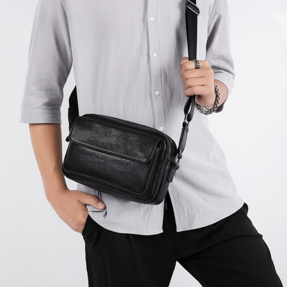 Men's Shoulder Bag Made of Cowhide Genuine Leather High Quality Business Casual Crossbody Bag 