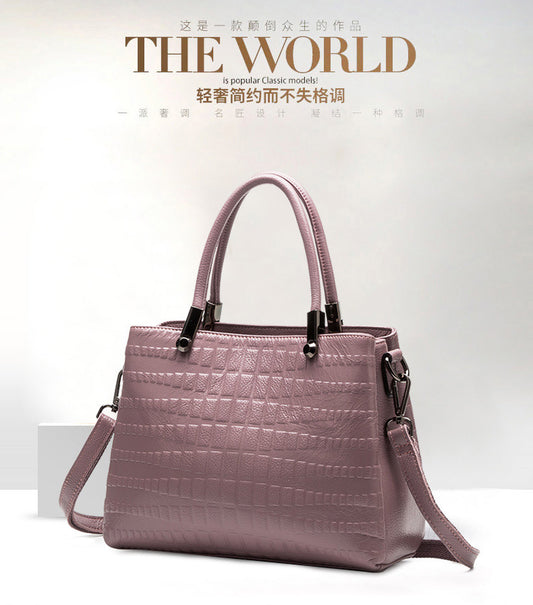 Genuine leather women's bag crocodile pattern handbag cowhide fashion shoulder bag simple temperament handbag.bag