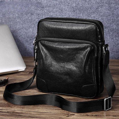 Men's shoulder bag genuine cowhide leather business casual fashion large capacity crossbody bag 