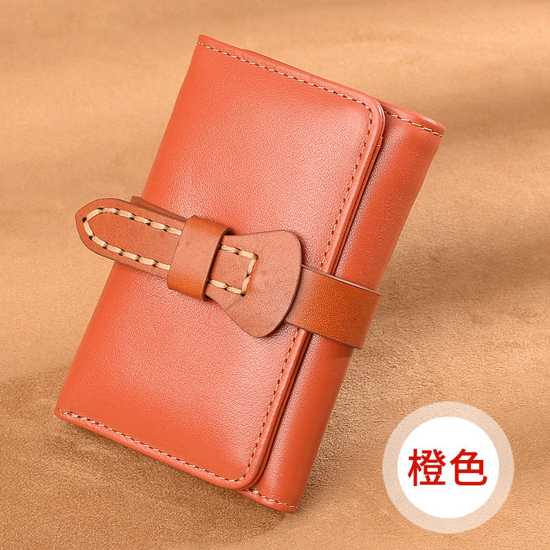 Ladies wallet genuine leather key case bag multifunctional cowhide short bag individuality fashion simple tri-fold wallet