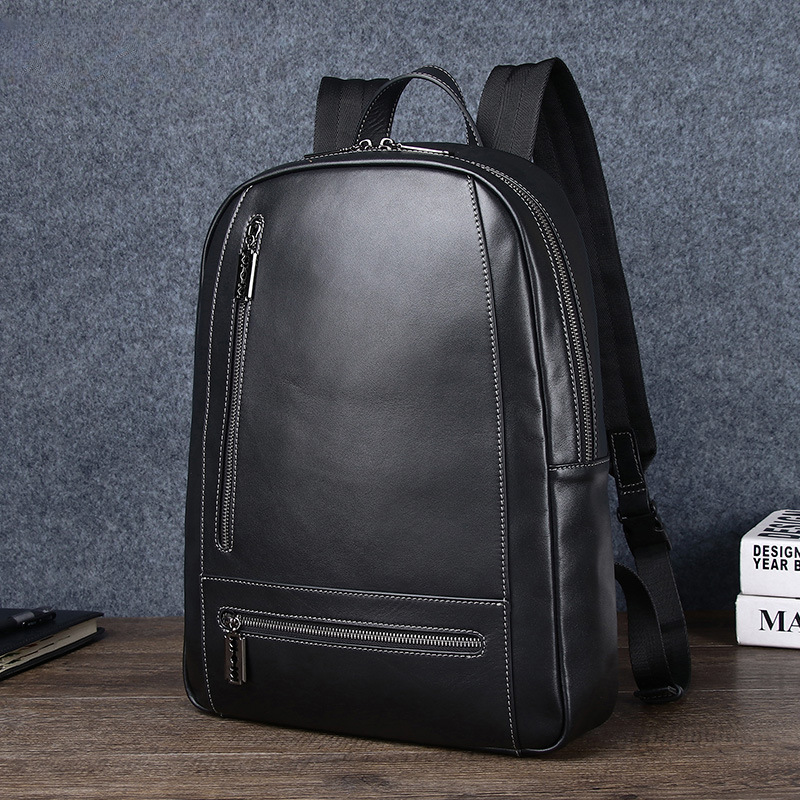 Men's backpack made of genuine cowhide leather, large capacity, multi-functional, business casual, fashion, computer bag 