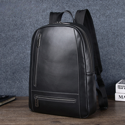 Men's backpack made of genuine cowhide leather, large capacity, multi-functional, business casual, fashion, computer bag 