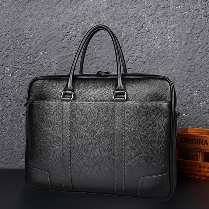 Men's handbag, genuine cowhide leather, computer bag, large capacity, business trip briefcase, men's handbag