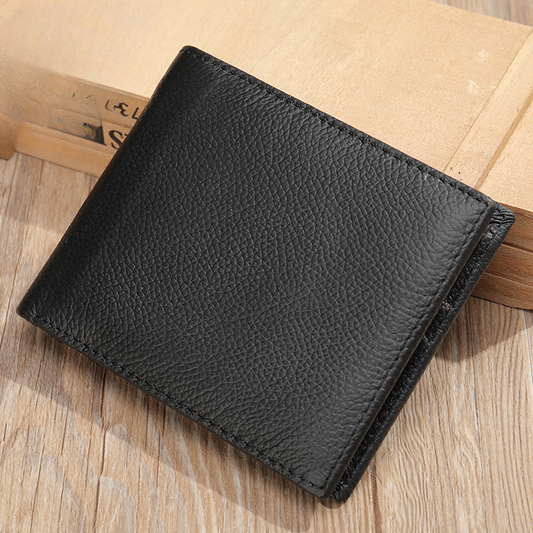 Men's short wallet made of genuine cowhide leather bifold folding DIY handmade wallet men's wallet 