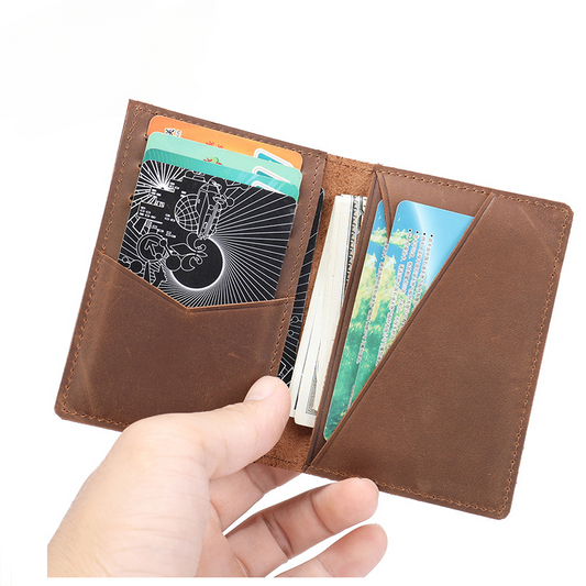 Men's short wallet cowhide retro card holder men's wallet 