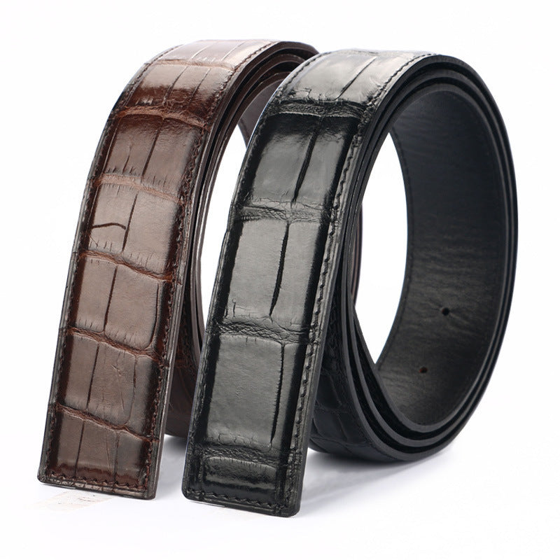 Crocodile skin belly skin without buckle men's belt genuine leather without splicing business casual plate buckle needle buckle men belt without buckle 