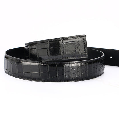 Crocodile skin belly skin without buckle men's belt genuine leather without splicing business casual plate buckle needle buckle men belt without buckle 