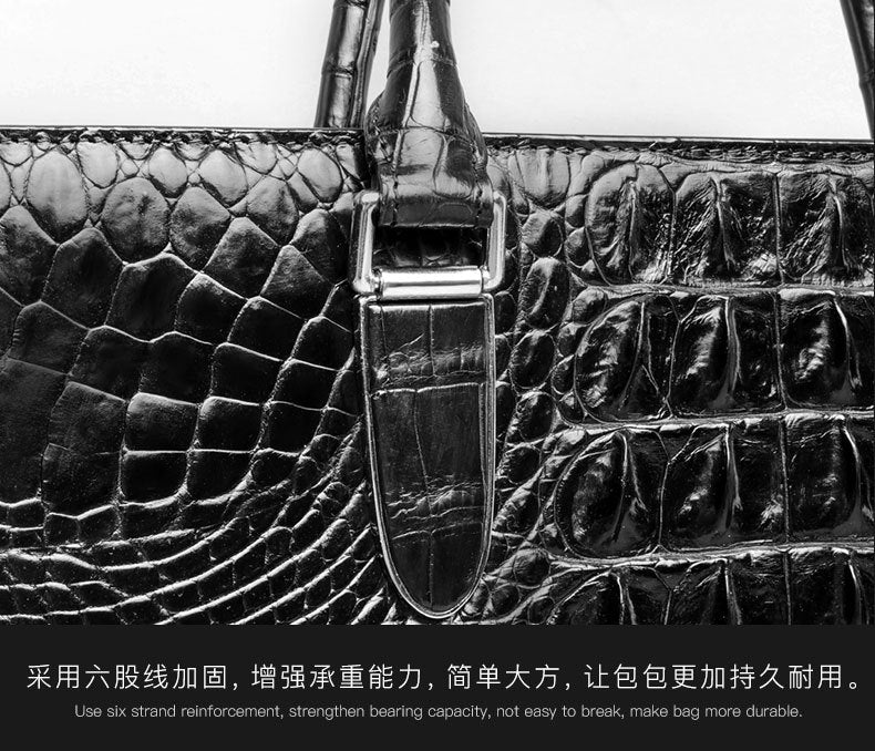 Siamese Crocodile Skin Men's Briefcase Genuine Leather High Quality Business Bag Handbag 