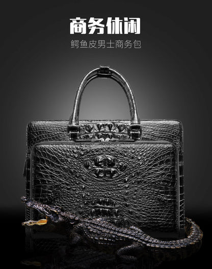 Siamese Crocodile Skin Men's Briefcase Genuine Leather High Quality Business Bag Handbag 