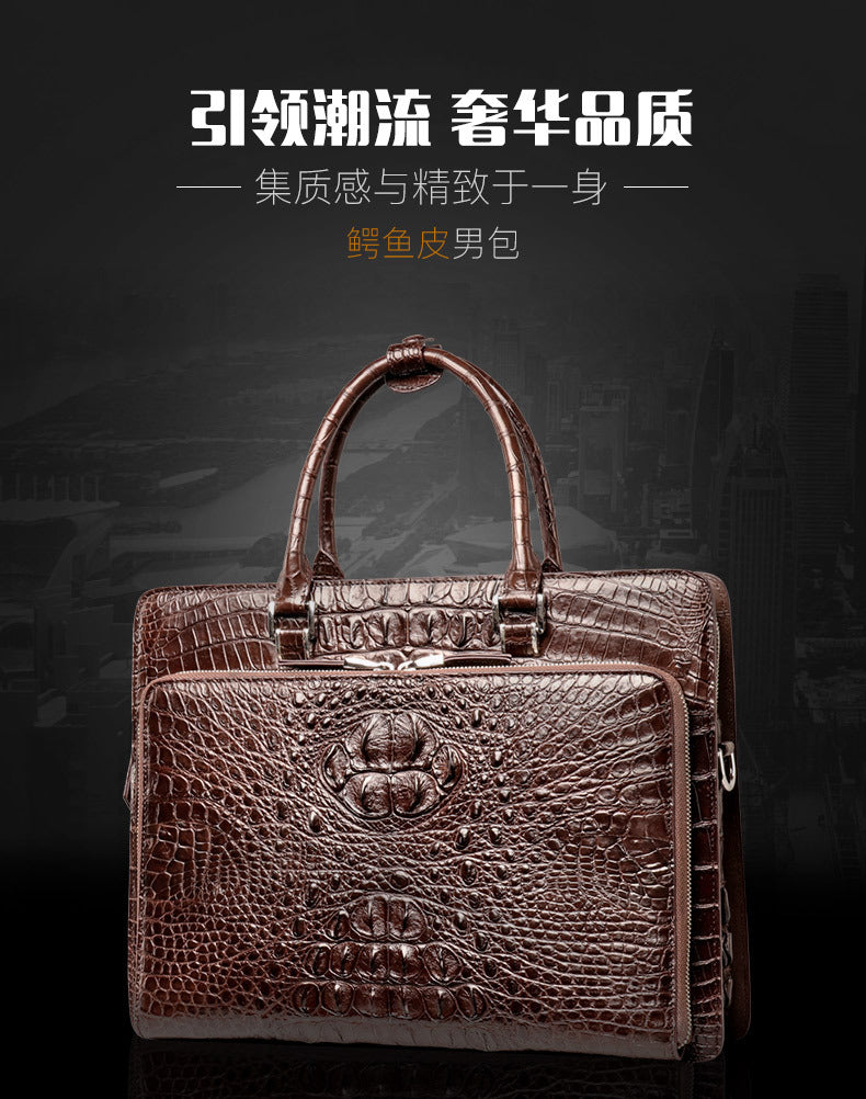 Siamese Crocodile Skin Men's Briefcase Genuine Leather High Quality Business Bag Handbag 