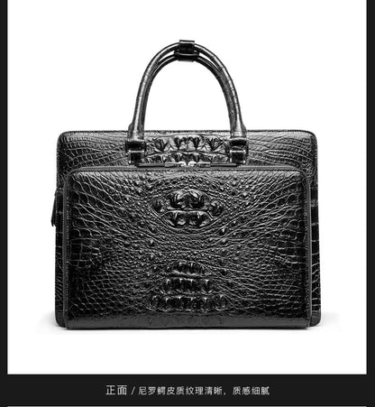 Siamese Crocodile Skin Men's Briefcase Genuine Leather High Quality Business Bag Handbag 