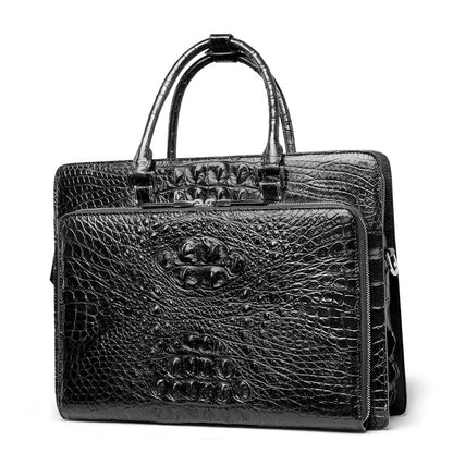 Siamese Crocodile Skin Men's Briefcase Genuine Leather High Quality Business Bag Handbag 