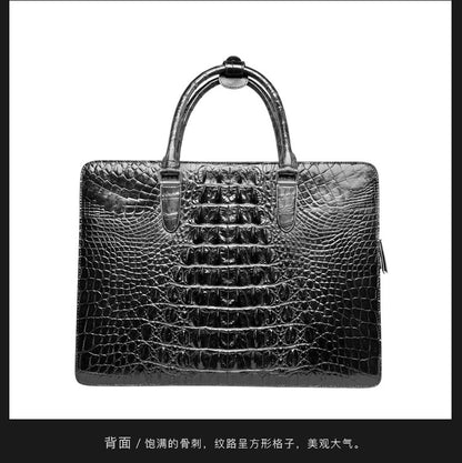 Siamese Crocodile Skin Men's Briefcase Genuine Leather High Quality Business Bag Handbag 