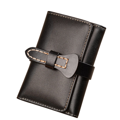 Ladies wallet genuine leather key case bag multifunctional cowhide short bag individuality fashion simple tri-fold wallet