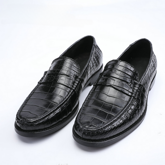 2023 New Crocodile Belly Skin Men's Leather Shoes Genuine Leather Moccasins Business Casual Shoes 