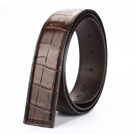 Crocodile skin belly skin without buckle men's belt genuine leather without splicing business casual plate buckle needle buckle men belt without buckle 