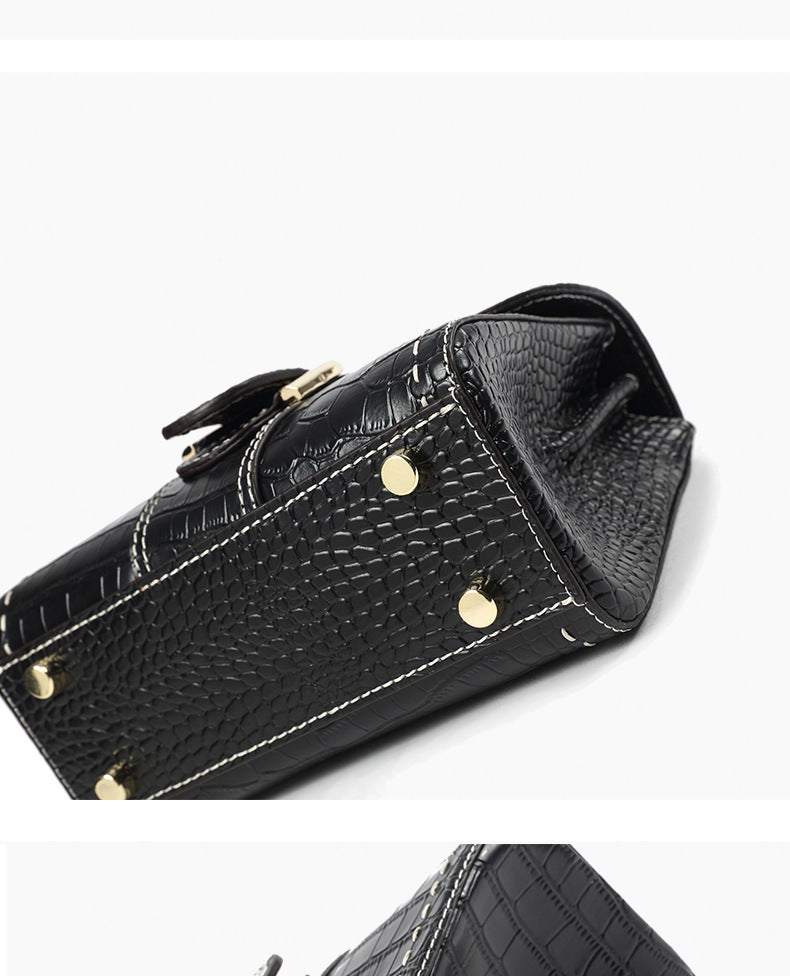 Crocodile pattern women's handbag shoulder bag fashion genuine leather crossbody bag goes with everything