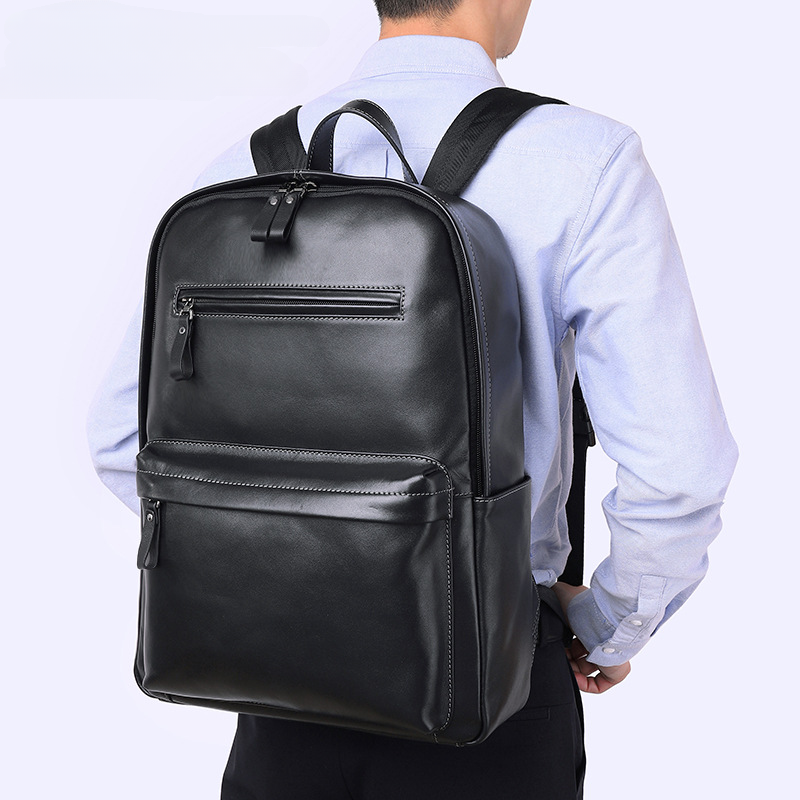 Men's backpack genuine cowhide leather Korean simple fashion casual travel bag computer bag 