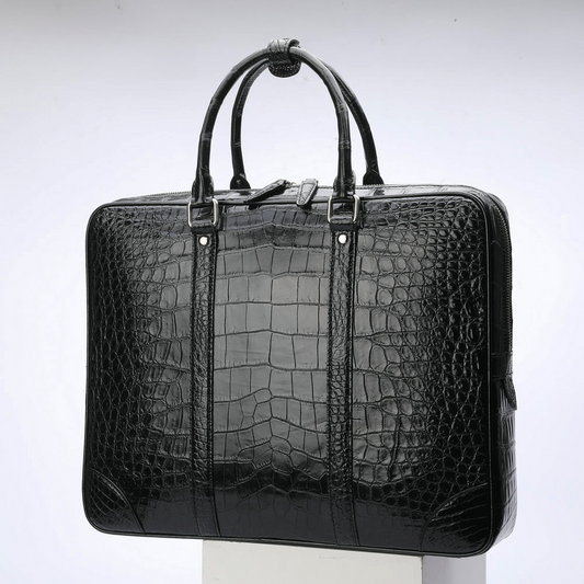 Siamese Crocodile Belly Skin Genuine Leather Men's Briefcase High Quality Men's Office Bag Business Bag File Bag Handbag 