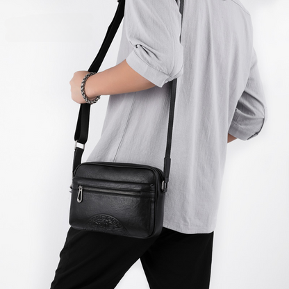 Men's Crossbody Bag Genuine Leather Cowhide Fashion Business Casual Shoulder Bag 