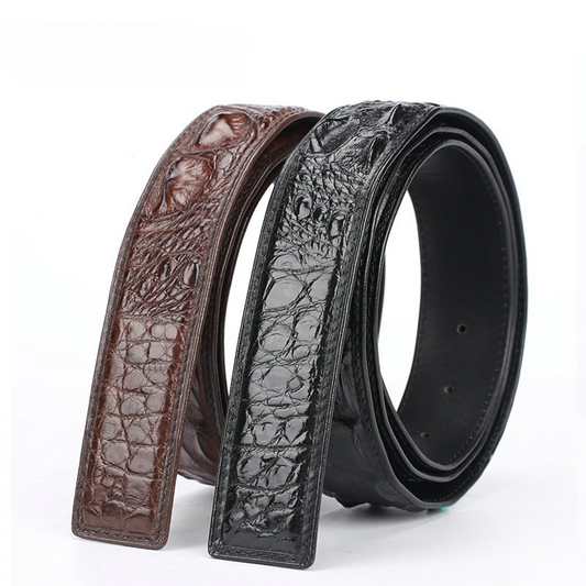 Taiwan Crocodile Skin Osteoderm Men's Belt Genuine Leather No Pieces Smooth Buckle Men Belt No Buckle 